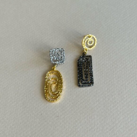 Abstract Spiral Earrings N1641 - Picture 2 of 3